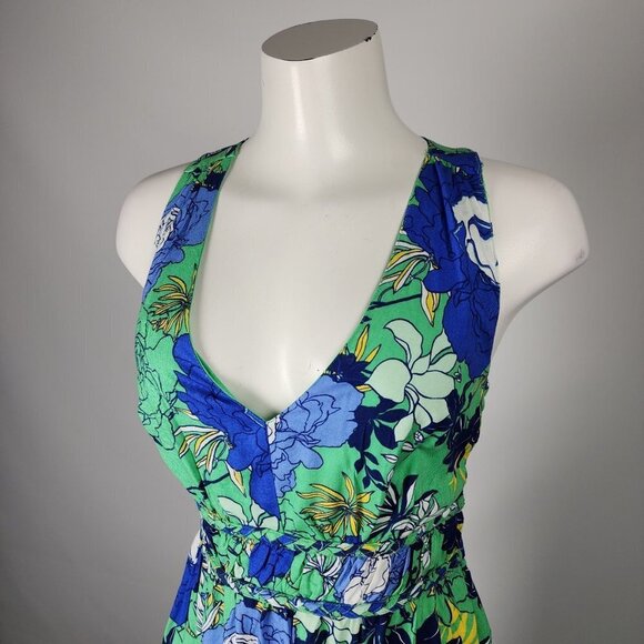 Japna Blue & Green Floral Summer Maxi Dress Size S - Picture 2 of 11